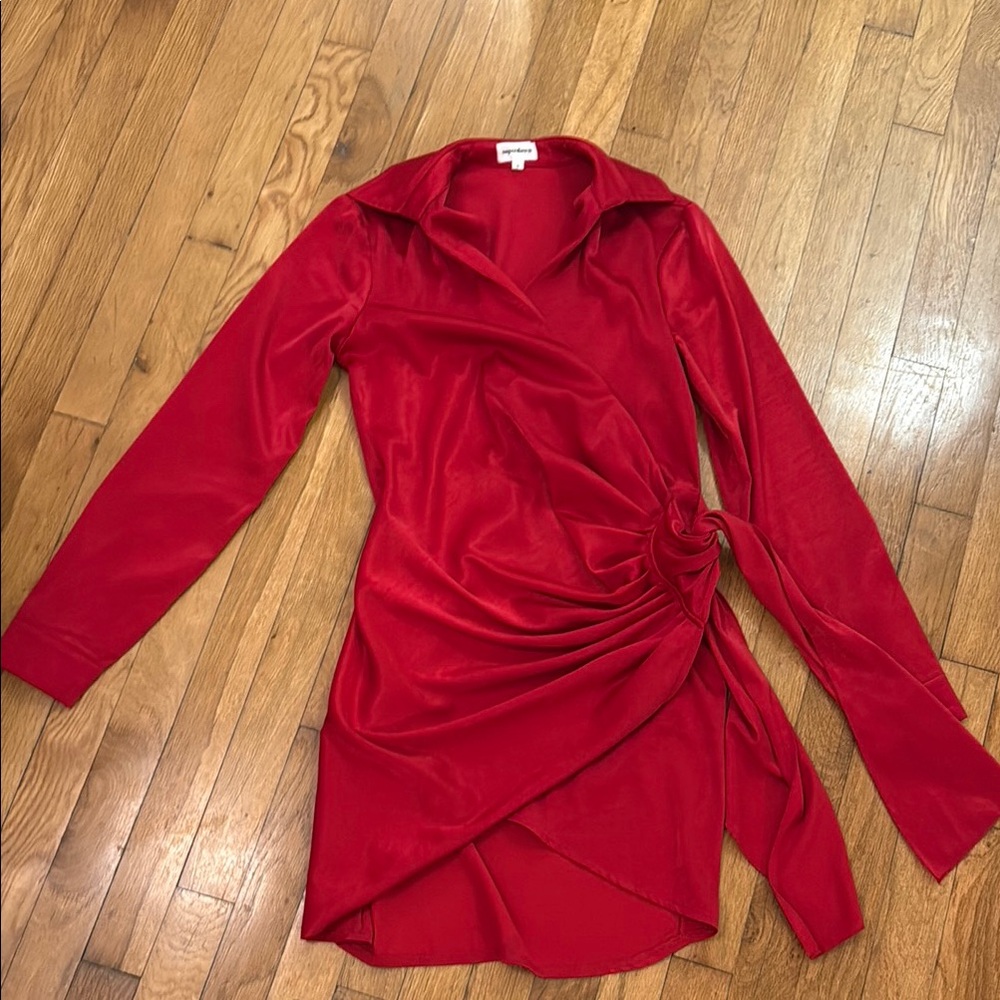 Elegant Red Wrap Dress